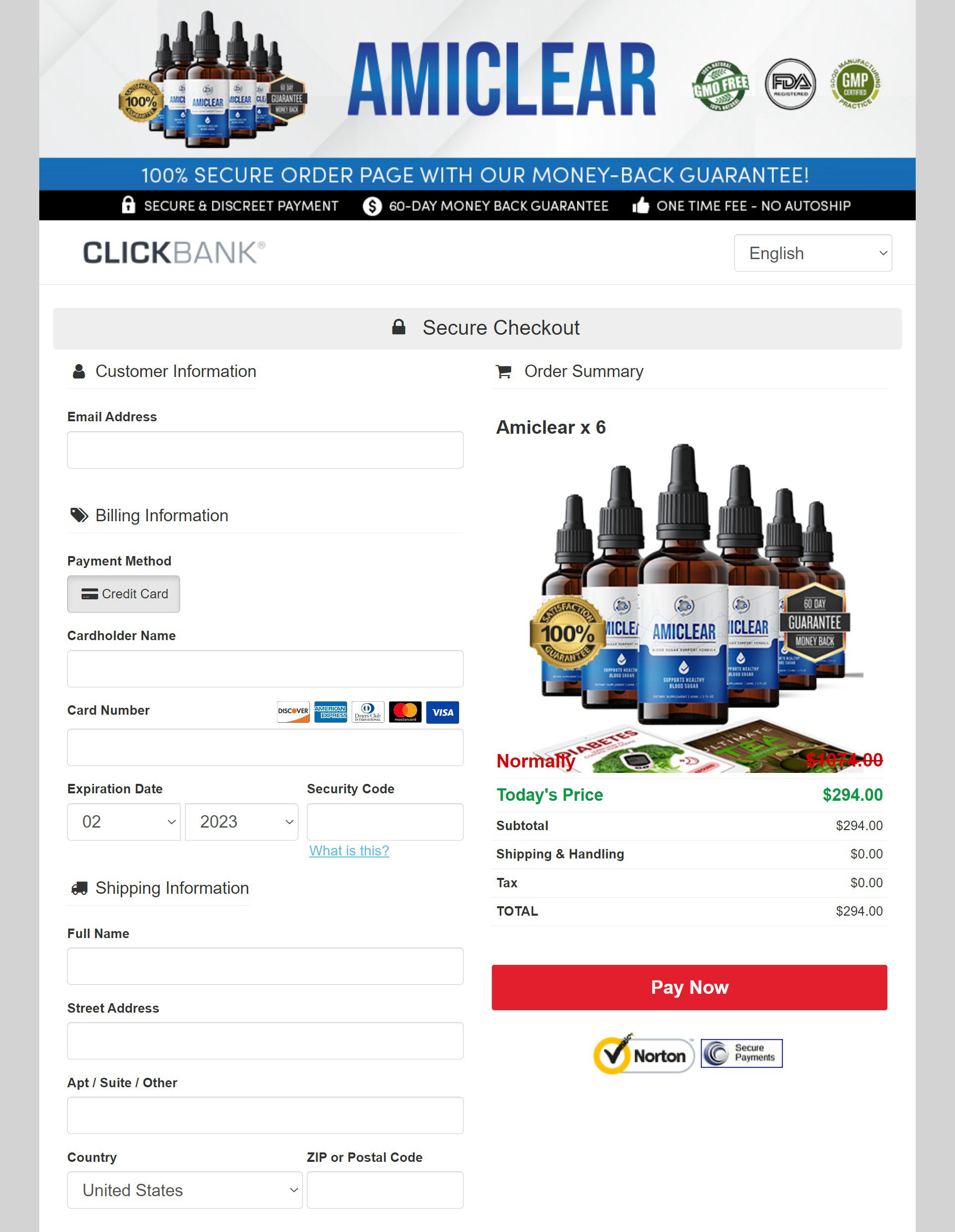 Amiclear - Order Page